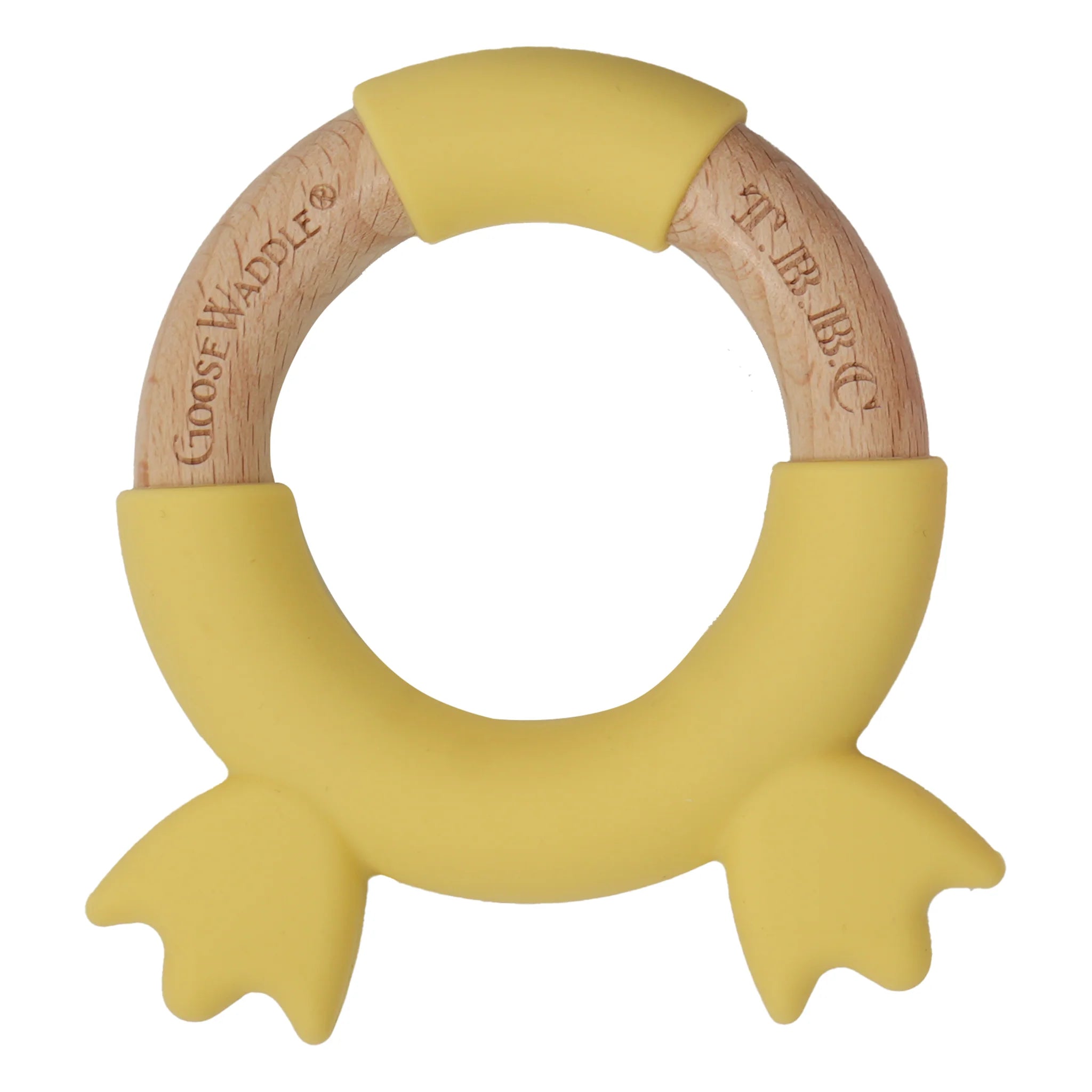 Yellow Duck Feet Wooden & Silicone Teether