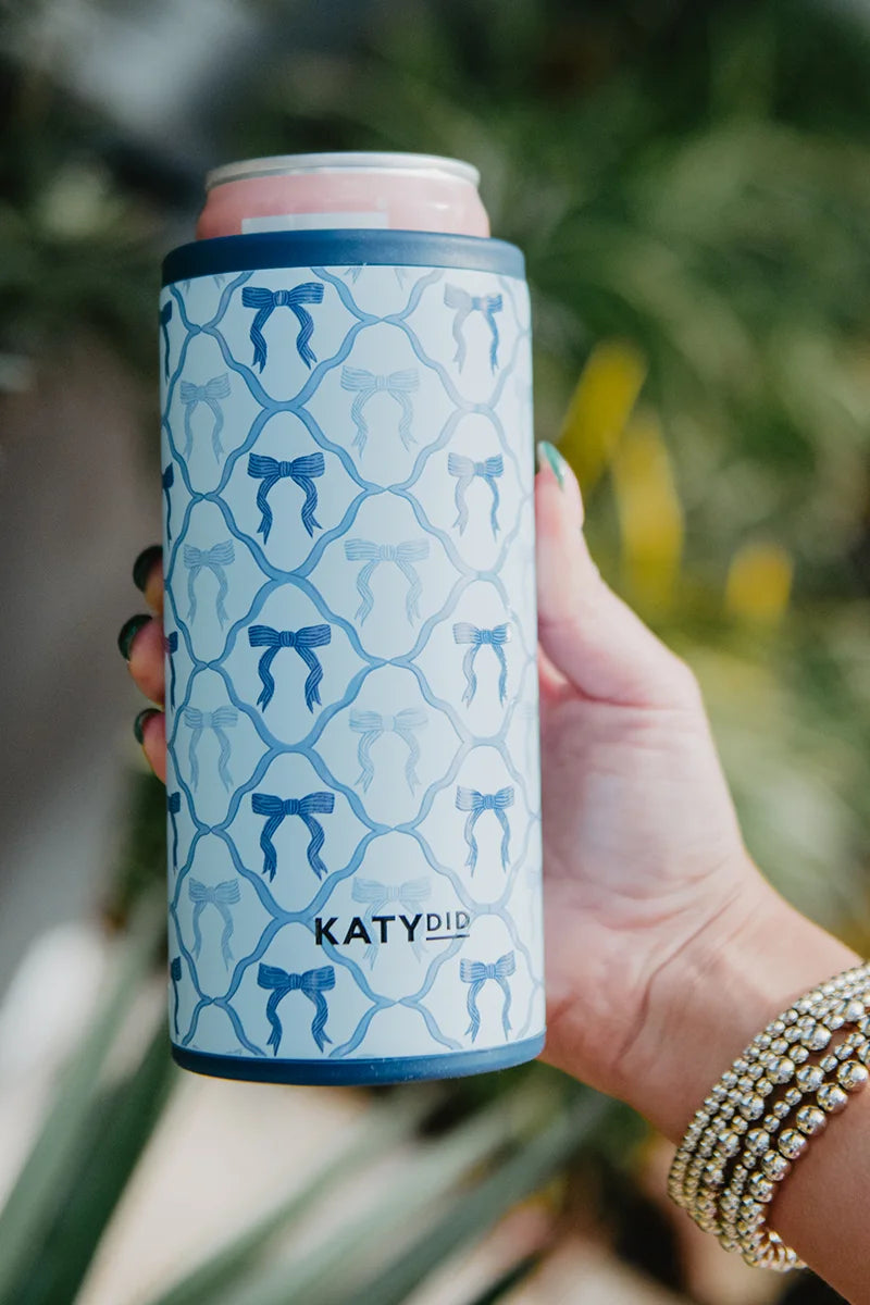 Blue Bows Tall Can Cooler