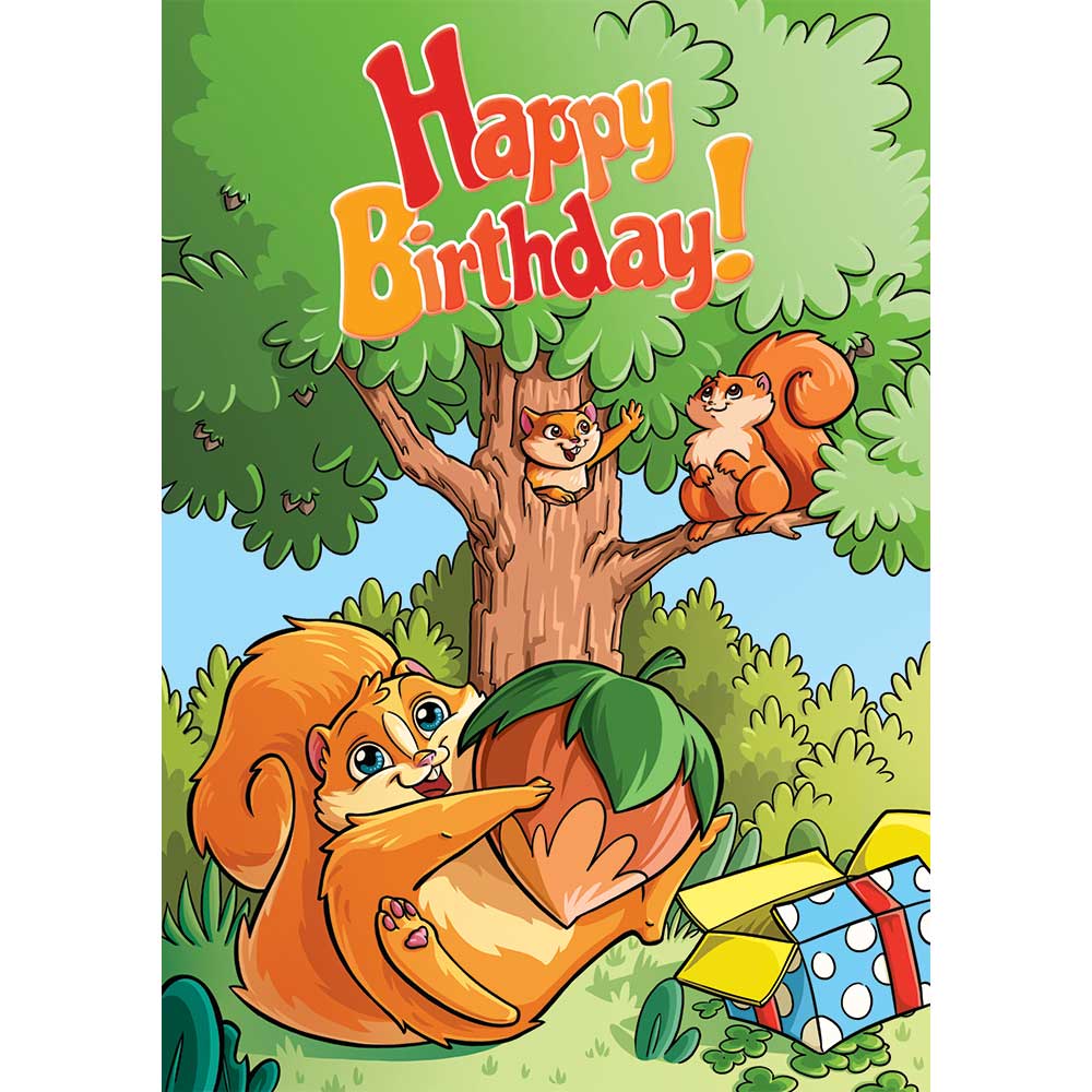Pop 'N Play Greeting Cards with Game - Happy Birthday! - Squirrel