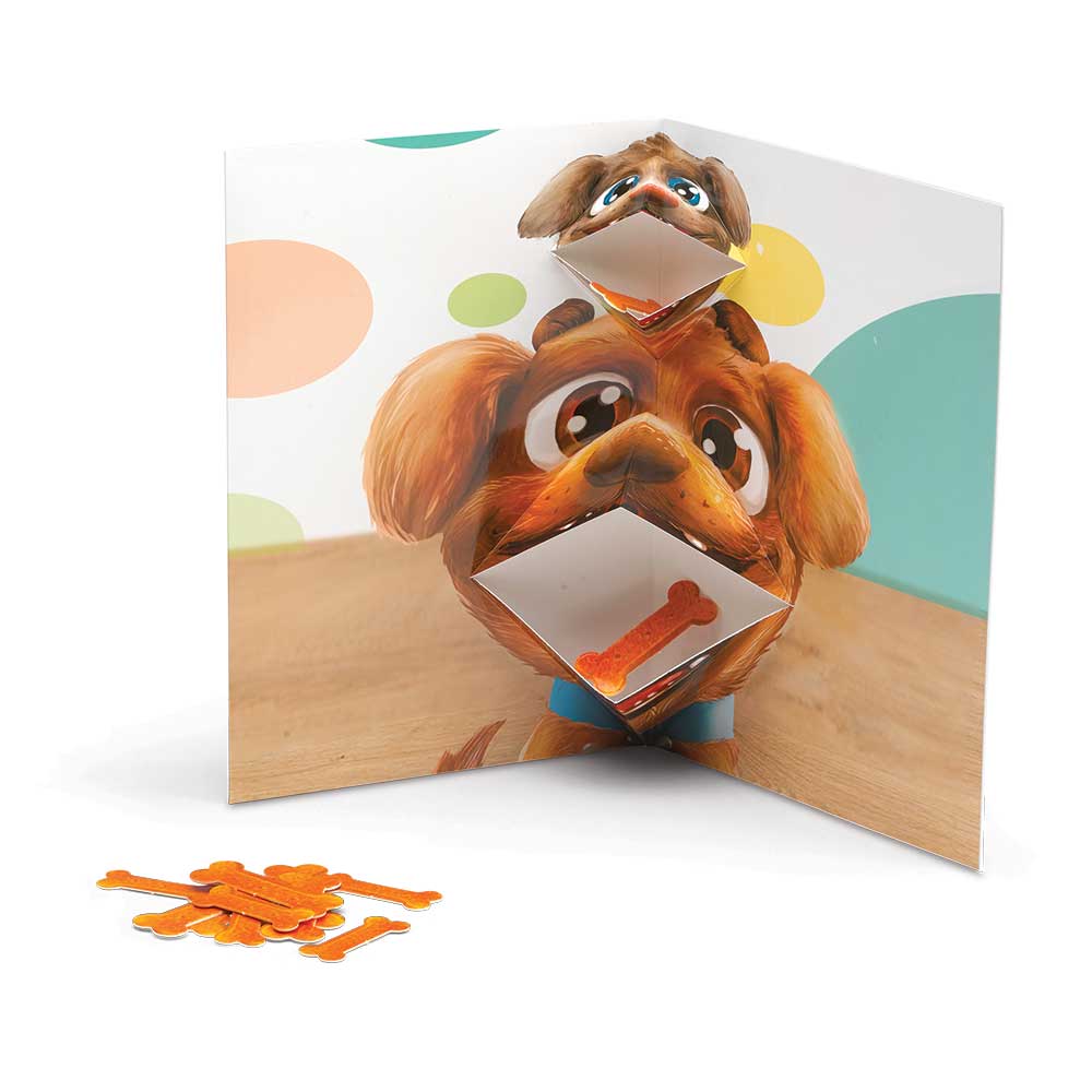 Pop 'N Play Greeting Cards with Game - Everyone gets a treat on this special day! - Puppies