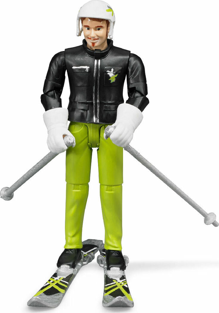 Skier with accessories