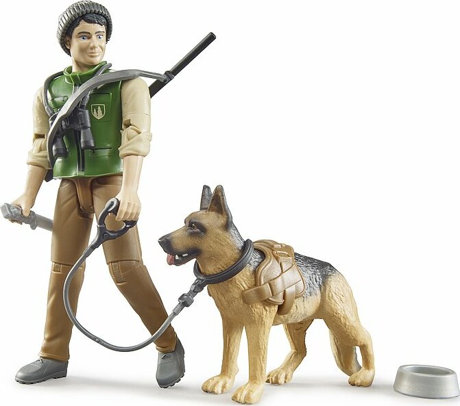 bworld forest ranger with dog and equipment