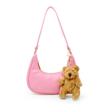Teddy Charm Shoulder Handbag - Pink