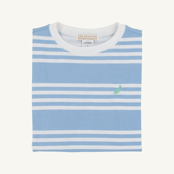 Carter Crewneck - Saddle Ridge Stripe (Sarasota Sky) and Worth Avenue White