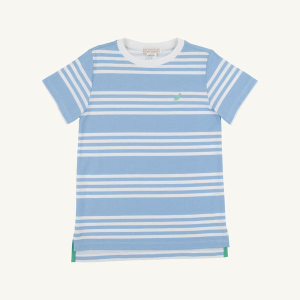 Carter Crewneck - Saddle Ridge Stripe (Sarasota Sky) and Worth Avenue White