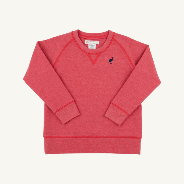 Cassidy Comfy Crewneck - Heathered/Nantucket Navy & Red