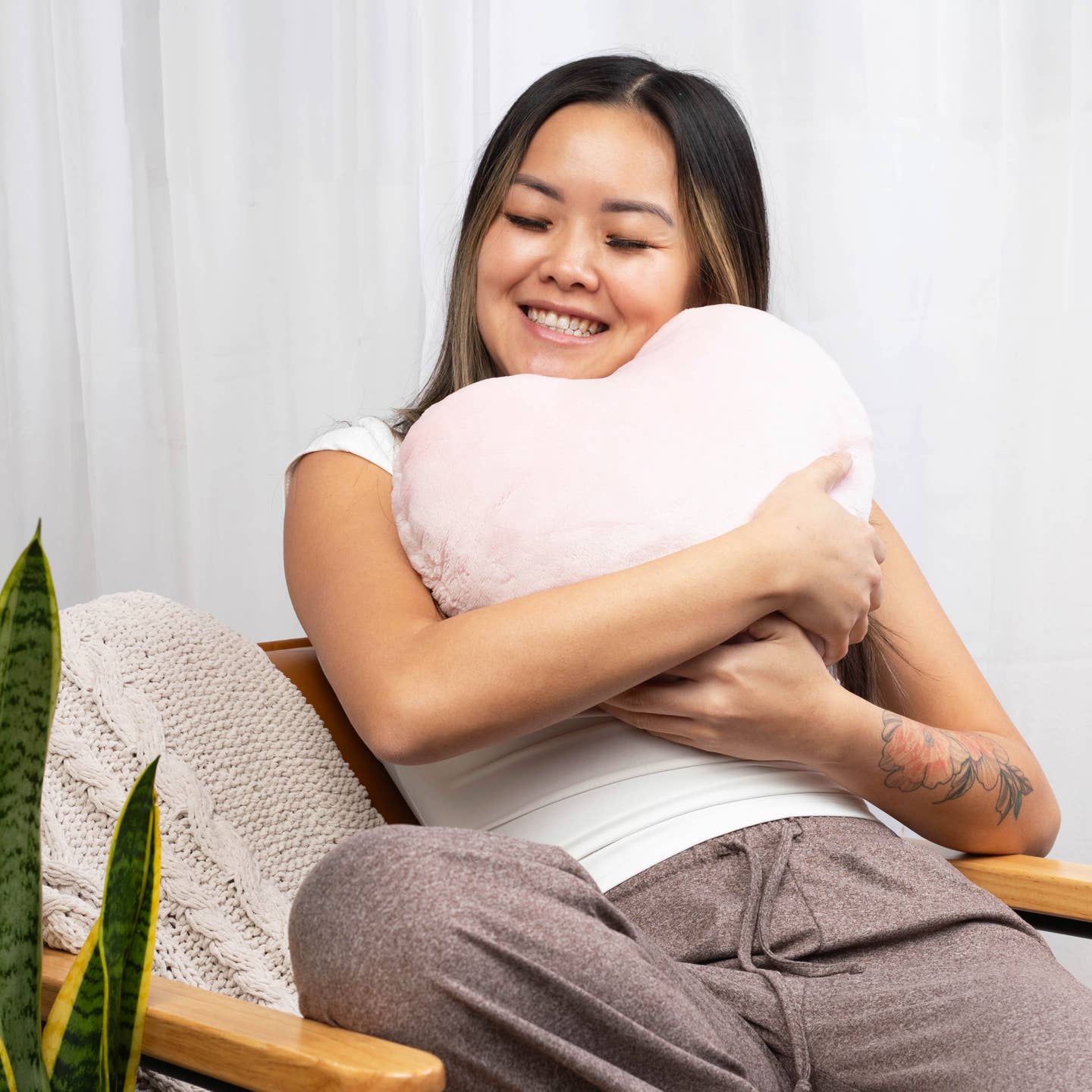 Peaceful Pink Weighted Heart Pillow, 5lb Calming Comfort