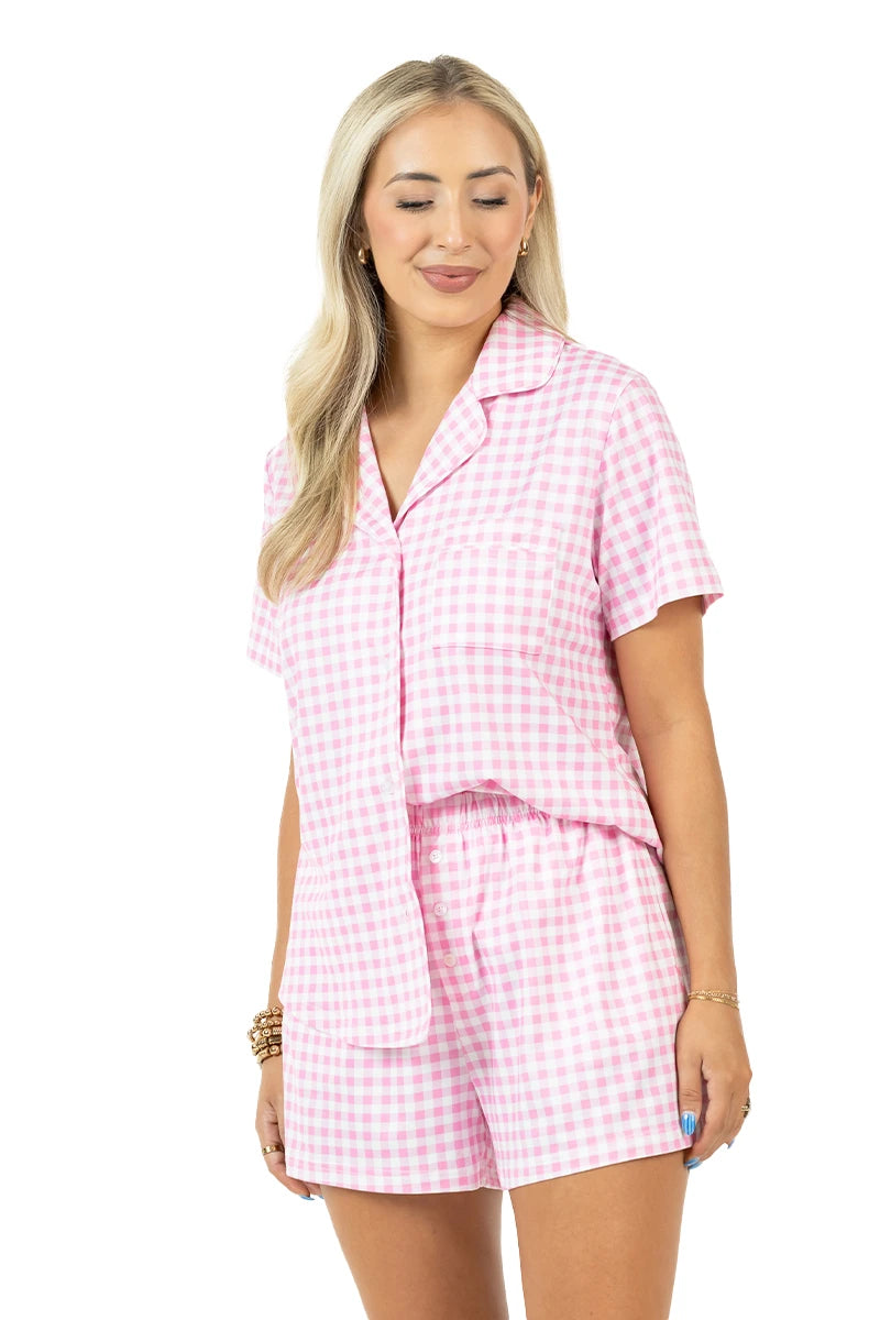 Light Pink Gingham PJ Set