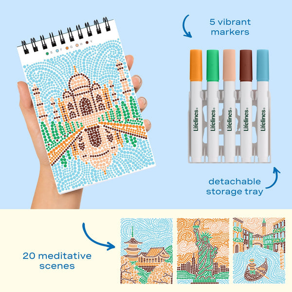 Lifelines-Mini - Dot-by-Letter Postcard Places FlowArt