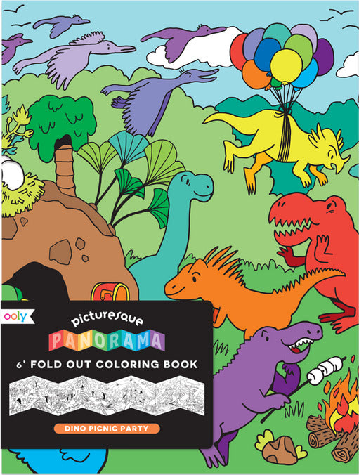 Picturesque Panorama Coloring Book - Dino Picnic Party