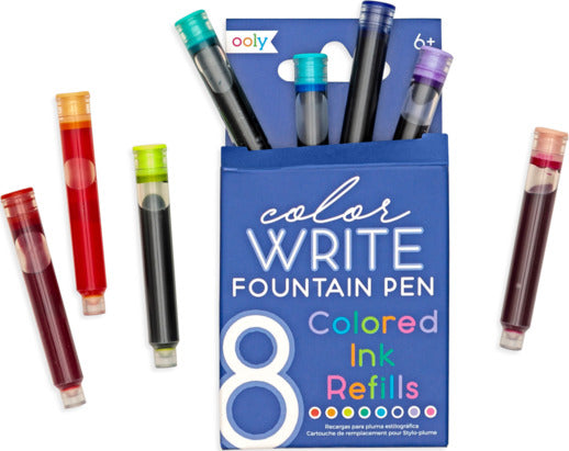 Color Write Fountain Pens Colored Ink Refills  Set Of 8