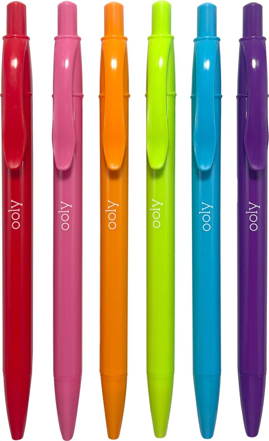 Bright Writers Colored Ink Retractable Ballpoint Pens - Set of 6