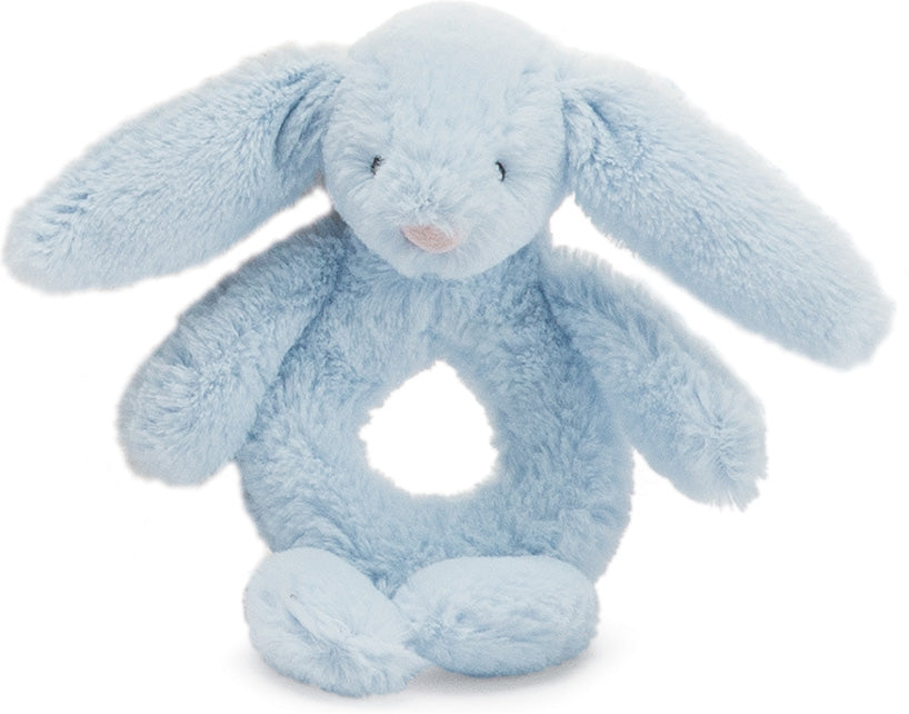 Bashful Light Blue Bunny Ring Rattle