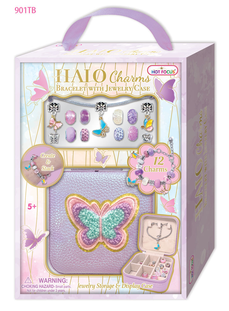 Halo Charms Bracelet And Jewelry Case-Butterfly