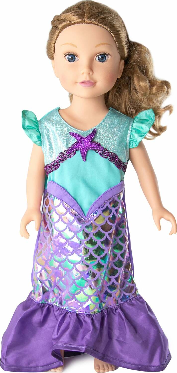 Doll Dress Purple Sparkle Mermaid - Ages 3+