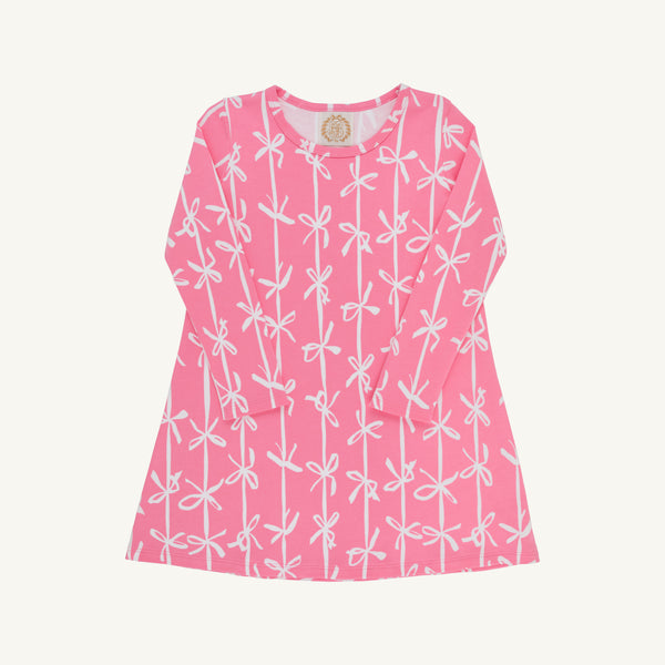 Long Sleeve Polly Play Dress - Braselton Bows with Romany Rose