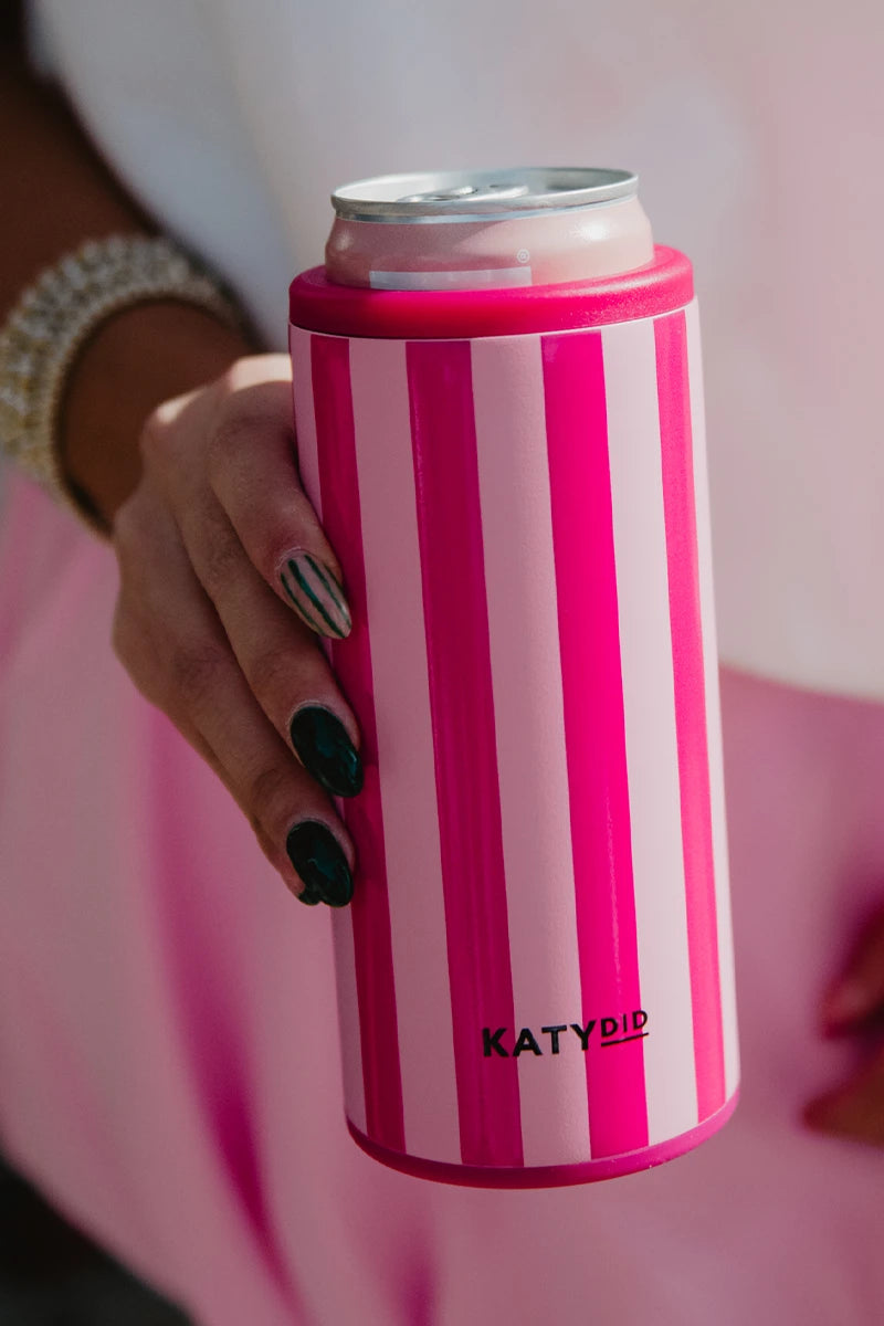 Pink Two-Toned Striped Drink Koozie