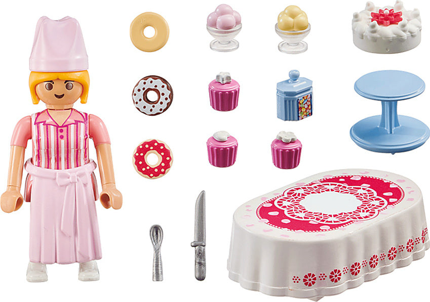 Baker with Dessert Table