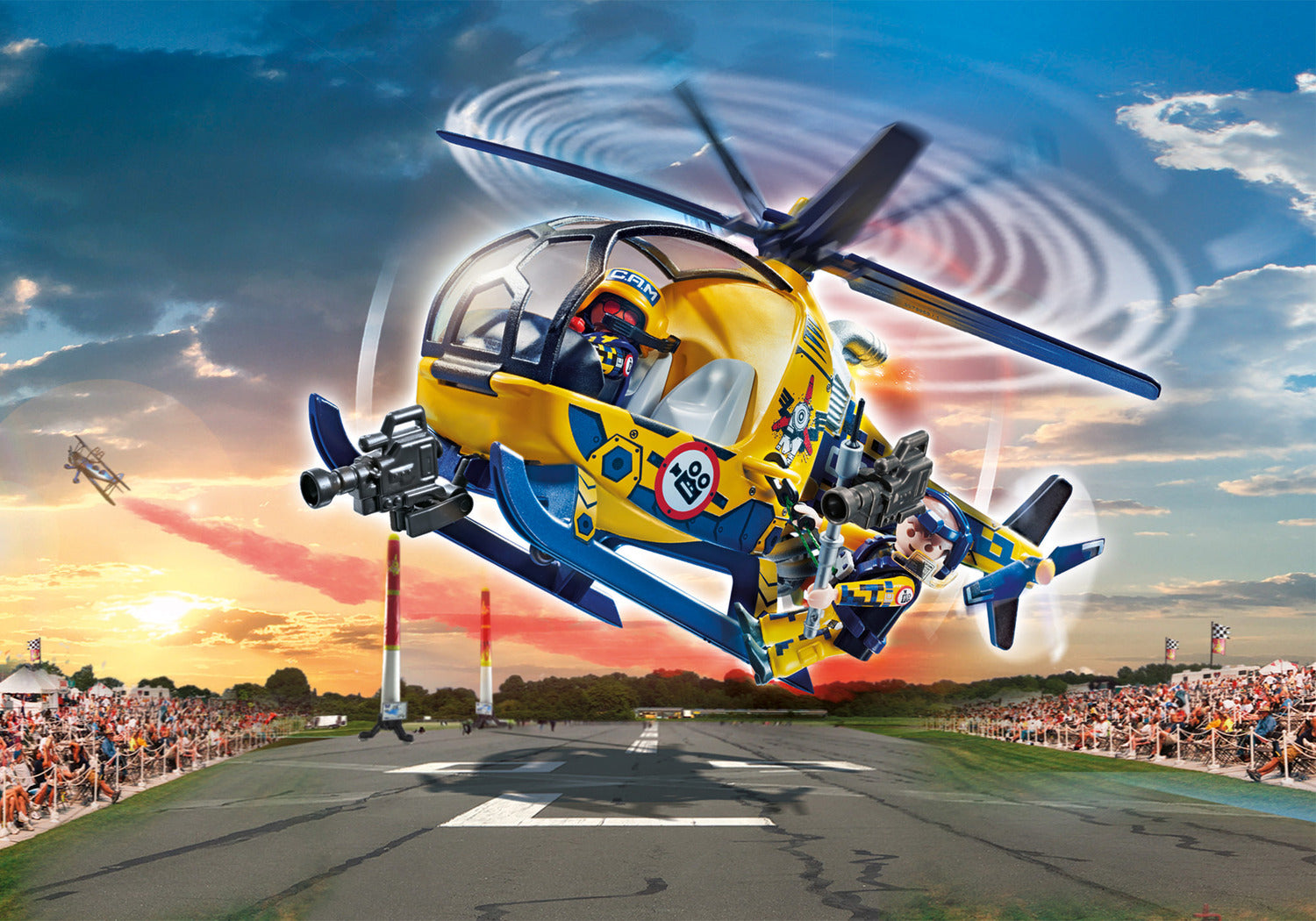 Playmobil Air Stunt Show Helicopter with Film Crew