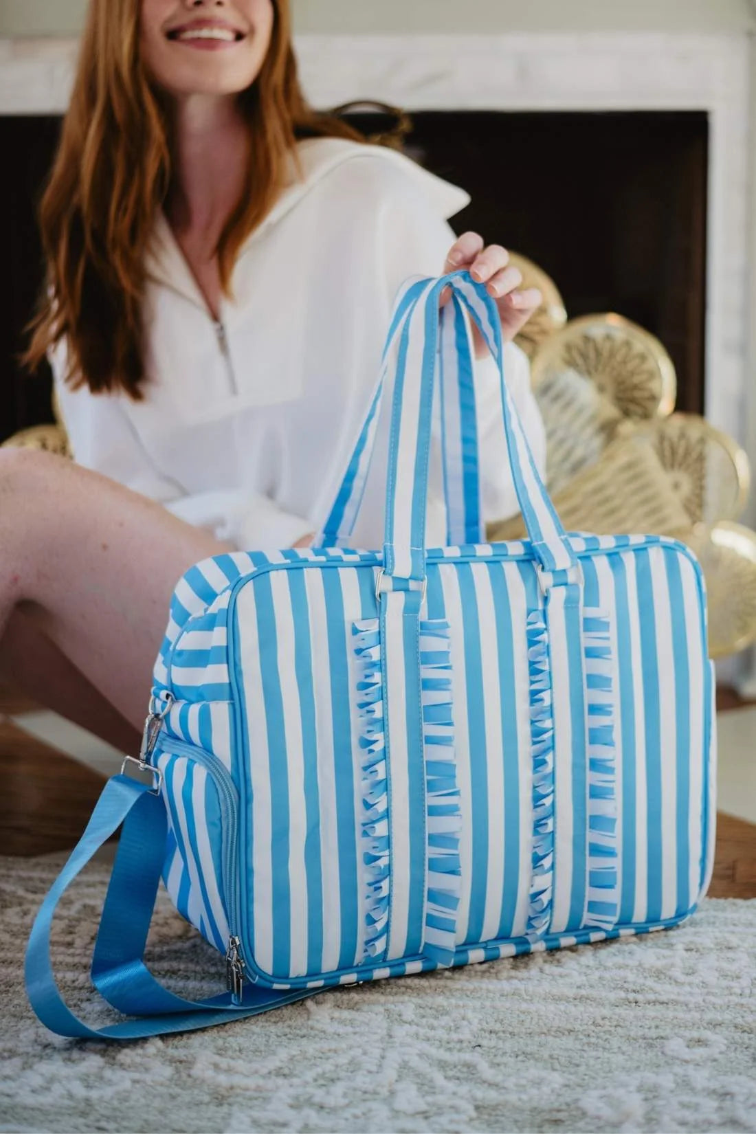 Blue Stripe Womens Duffle Bag