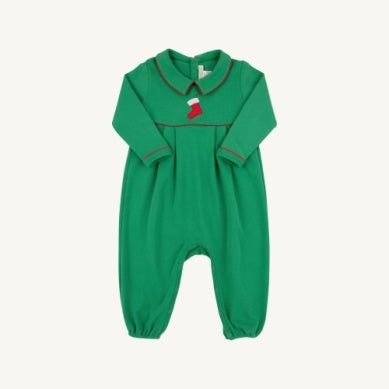 Long Sleeve Bradford Romper - Kiawah Kelly Green/Richmond Red Stocking