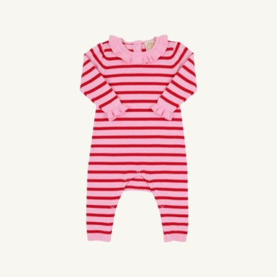Reece Ruffle Romper - Richmond Red and Pier Party Pink Stripe