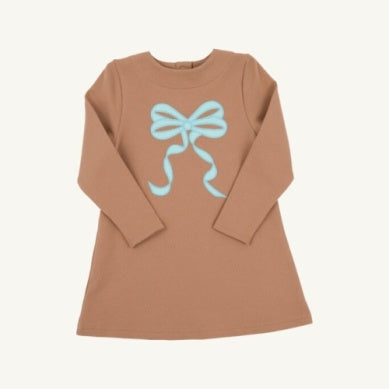 Eliza's Applique Dress Cape Elizabeth Camel/Edisto Egg Blue/Brookline Blue/Bow