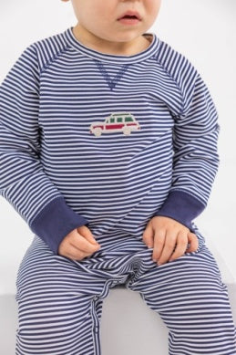 Cassidy Comfy Crewneck Romper - Nantucket Navy Stripe/Nantucket Navy/Woody