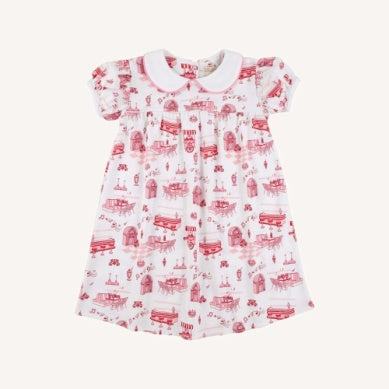 Holly Day Dress - Normal Weight Pima - Diner Days/White/Strawberry Pink