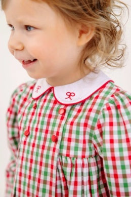 Della Marie Dress - Richmond Red and Kiawah Kelly Green Gingham/Worth Ave White