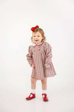 Della Marie Dress - Richmond Red and Kiawah Kelly Green Gingham/Worth Ave White