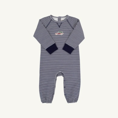 Cassidy Comfy Crewneck Romper - Nantucket Navy Stripe/Nantucket Navy/Woody