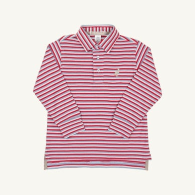 Prim & Proper Polo - Sumner County Stripe (Barrington Blue)/Keeneland Khaki