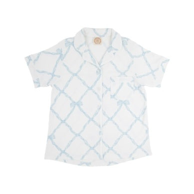 Let Me Lounge- Short Sleeve Belle Meade Bow (Buckhead Blue)/Worth Ave White