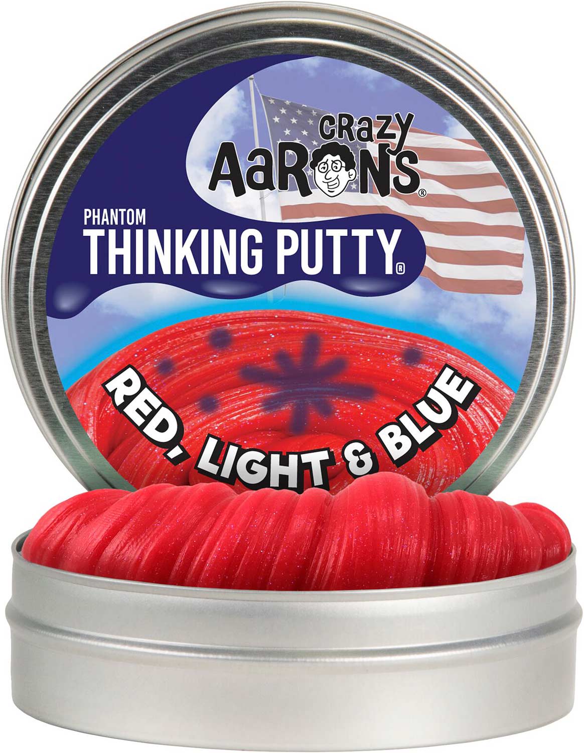 Crazy Aaron's Red, Light, & Blue Phantom Thinking Putty 4" Tin