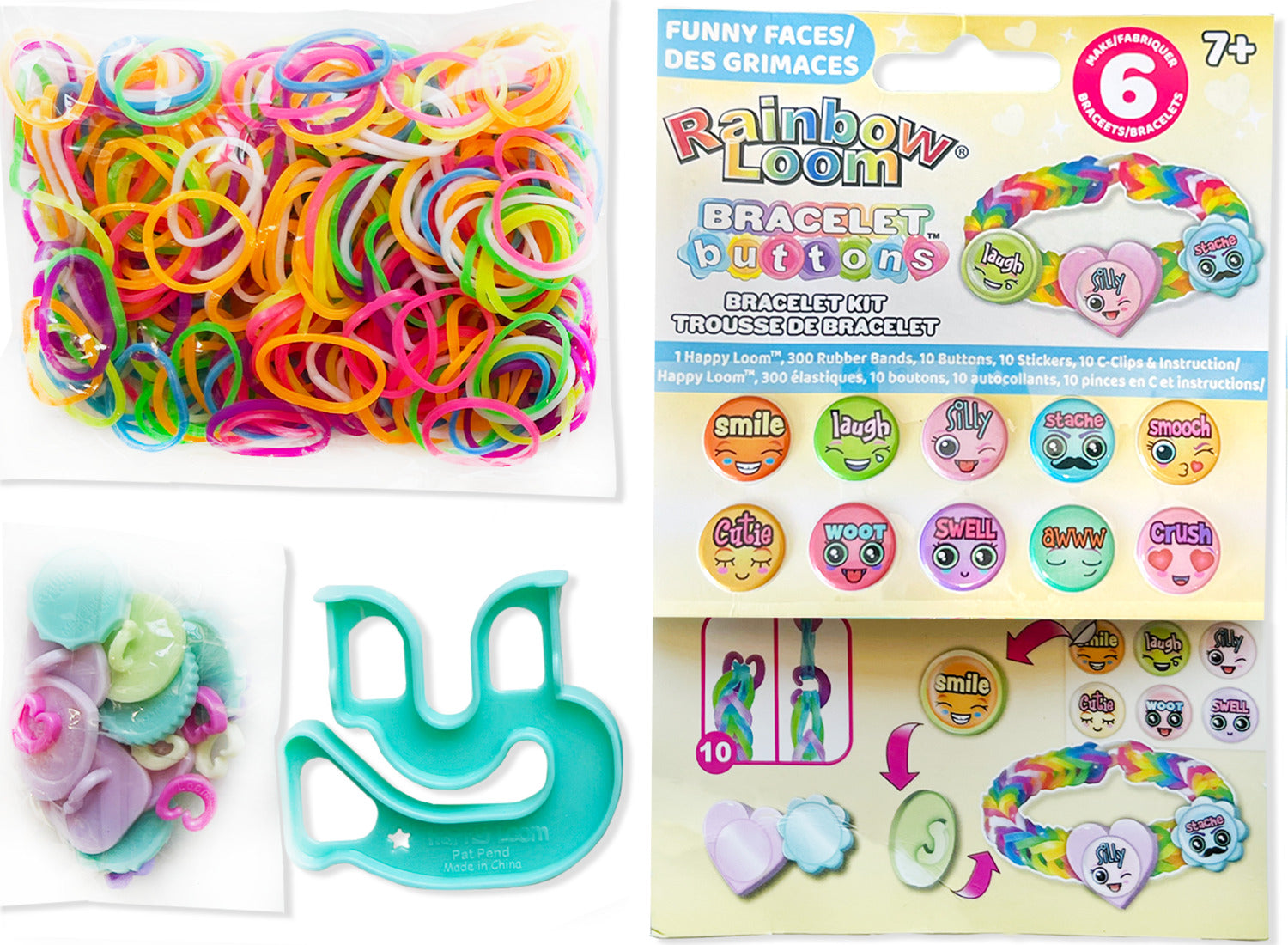 Rainbow Loom Bracelet Buttons - Funny Faces
