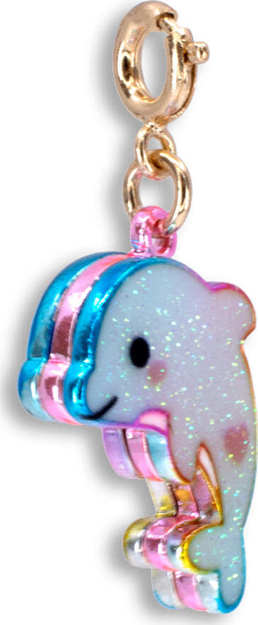 Gold Glitter Tie-Dye Dolphin Charm