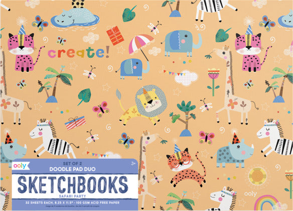 Safari Party Doodle Pad Duo Sketchbooks  Set Of 2